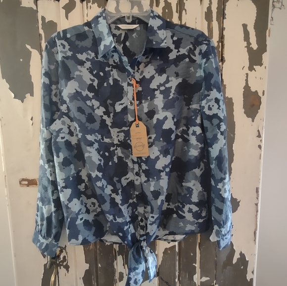 TIE-FRONT BLUE CAMO, BY WEATHERPROOF NWT, No Pricing. Sm/Medium - Picture 1 of 8